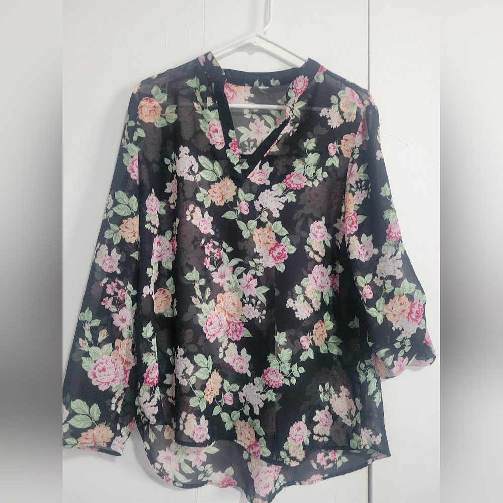 Floral Chiffon Sheer Blouse